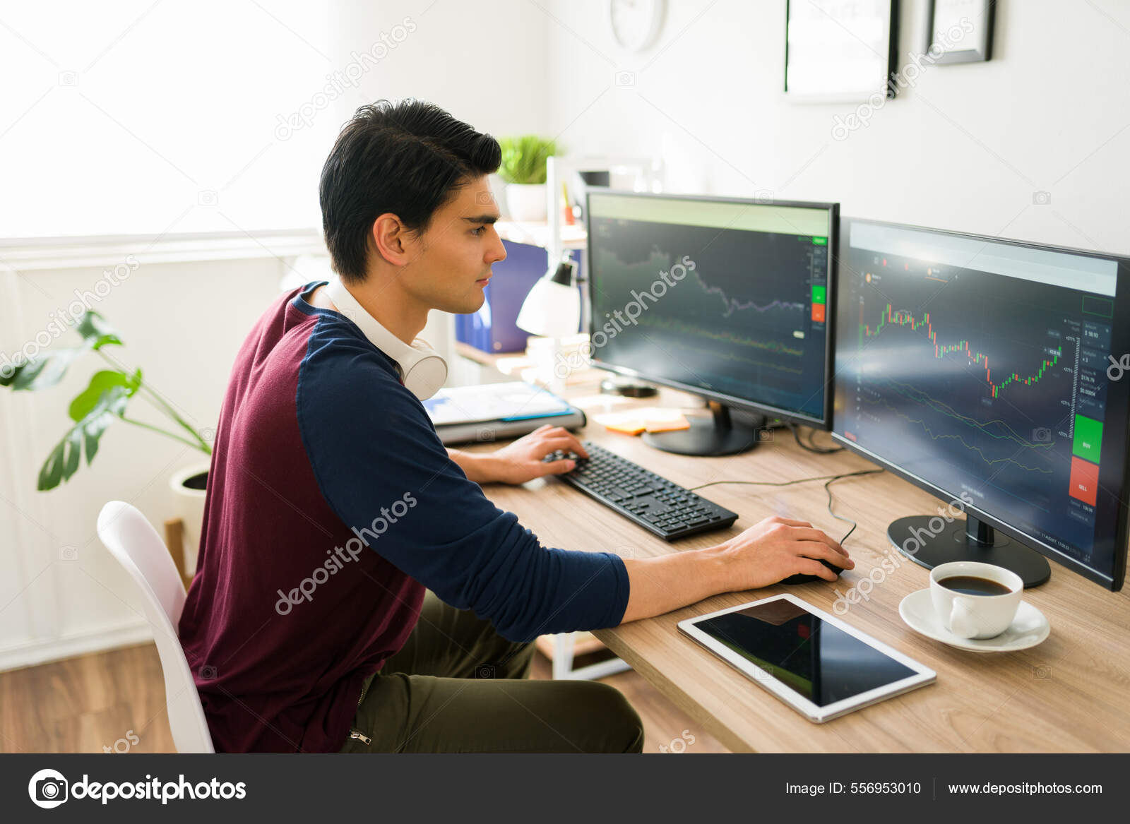 Hombre Guapo Vendiendo Comprando Bitcoins Computadora Joven Mete Negocio  Criptomoneda — Foto de stock #556953010 © tonodiaz