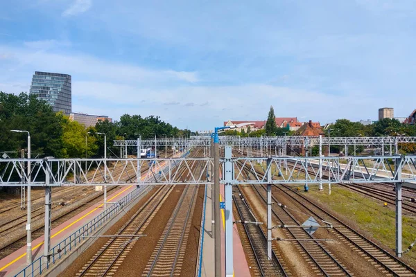 Poznan Polsko Srpna 2021 Pohled Železniční Tratě Poznani — Stock fotografie