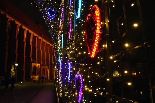 Prachtige Heldere Verlichting Avond Stad — Stockfoto