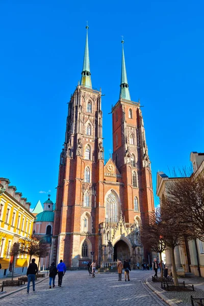 Wroclaw Polonia Agosto 2021 Hermosa Catedral Antigua Casco Antiguo Ciudad — Foto de Stock