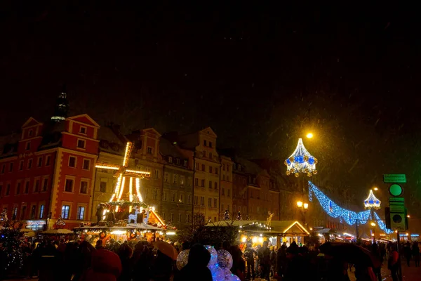 Wroclaw Polen December 2021 Kerstmarkt Het Marktplein Stadsdecoratie Voorbereiding Voor — Stockfoto