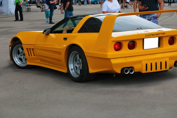 Wroclaw Poland August 2021 View Yellow Beautiful Fast Corvette — Stock Photo, Image