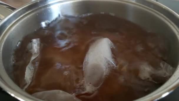 Close Cooking Buckwheat Hot Water — Stockvideo