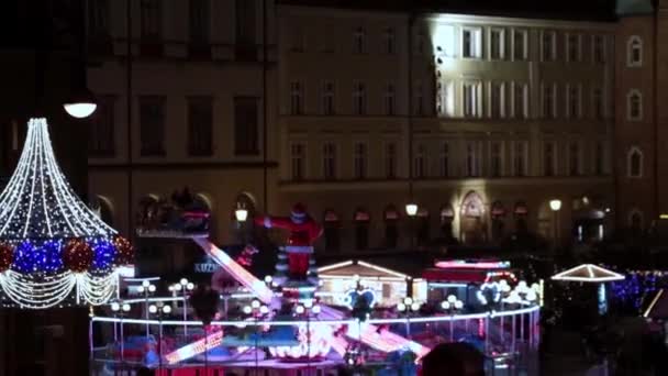 Wroclaw Polonya Aralık 2021 Noel Yeni Yıl Fuarı Nda Eğlence — Stok video