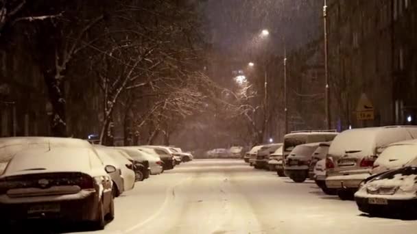 Wroclaw Poland December 2021 Heavy Snowfall Evening — Stock videók