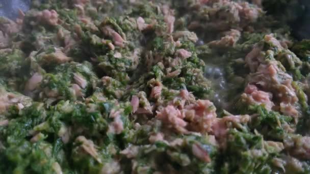 Cozinhar Atum Com Brócolis Cozido Alimentos Saudáveis — Vídeo de Stock