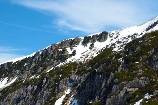 Pente Montagne Avec Neige Contre Ciel Bleu — Photo