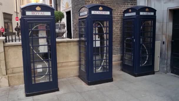 London United Kingdom February 2022 Urban Installation Telephone Booths Inscription — Stock Video