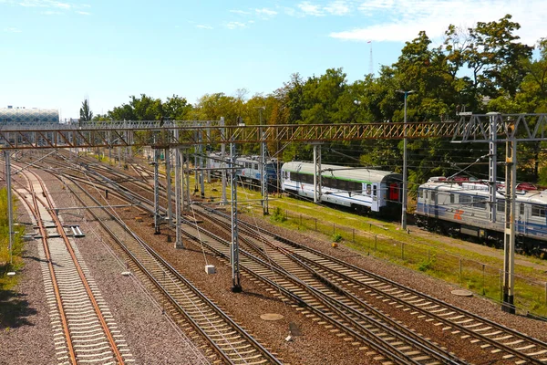 Poznan Polonia Luglio 2021 Vista Dei Binari Ferroviari — Foto Stock