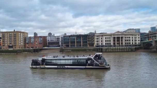 London United Kingdom February 2022 Ship Sails River Thames London — Video