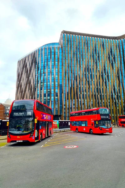London United Kingdom February 2022 Bus Stop Famous Double Decker — Photo