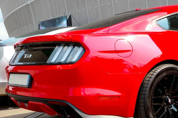 Wroclaw Poland August 2021 Modern Red Fast Car Ford Mustang — 스톡 사진