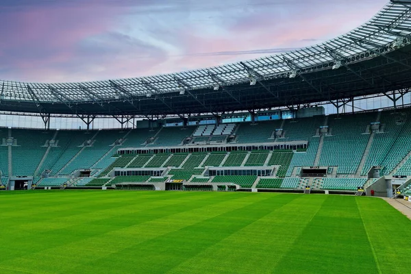 Wroclaw Polen August 2021 Schönes Modernes Stadion Bei Sonnenuntergang — Stockfoto