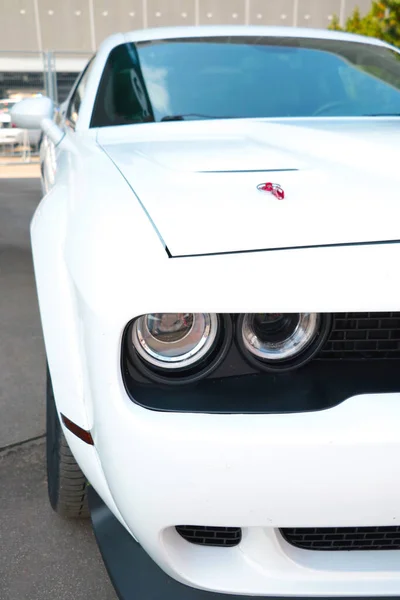 Wroclaw Poland August 2021 Dodge Challenger White Muscle Car — Foto Stock