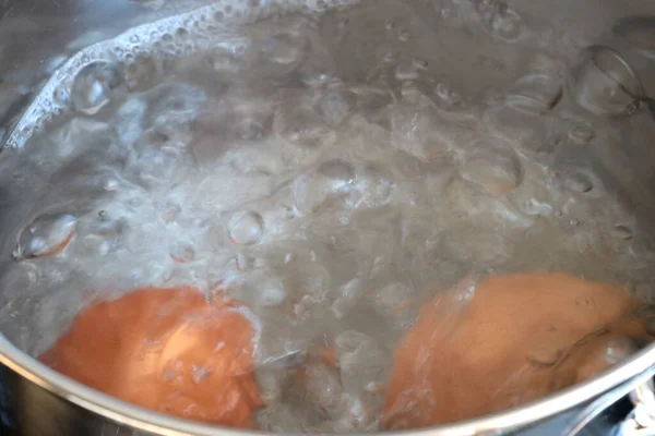 Eggs Boiled Fire Easy Quick Breakfast — Stock Photo, Image