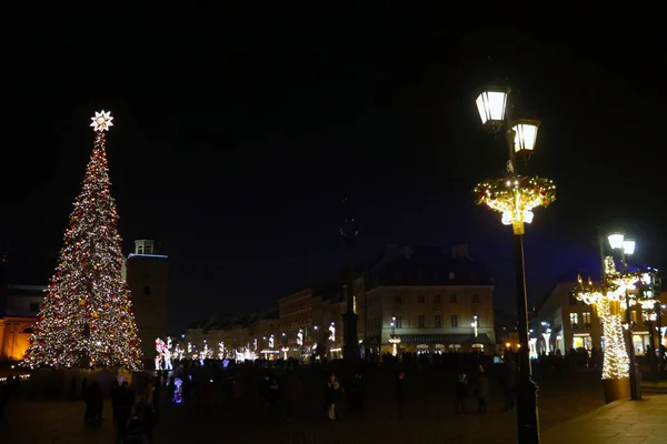 Βαρσοβία Πολωνία Δεκεμβρίου 2019 Διακοσμημένοι Δρόμοι Της Βαρσοβίας Χριστουγεννιάτικη Διάθεση — Φωτογραφία Αρχείου