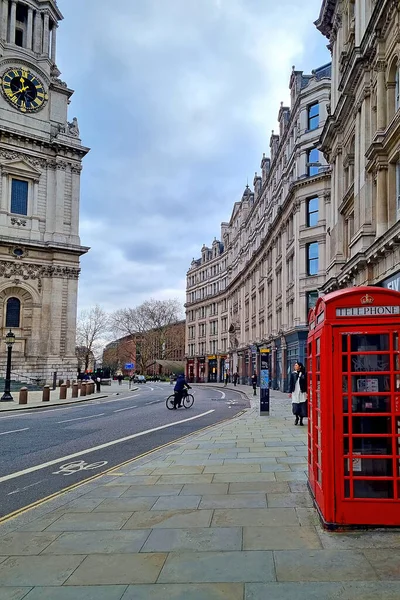 Beautiful Architecture Streets London Famous Red Telephone Booth London United — Zdjęcie stockowe