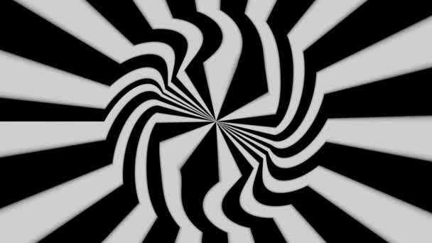 Zwart Wit Optische Illusie Loopbeweging Hypnotische Transformatie Geanimeerde Geometrische Kaders — Stockvideo
