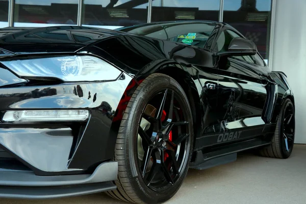 Wroclaw Poland August 2022 Powerful Black Ford Mustang —  Fotos de Stock