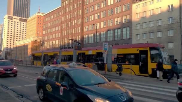 Warsaw Poland January 2022 City Traffic Streets Warsaw Winter Sunny — Videoclip de stoc