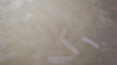 Close-up on cooking cabbage soup. Light soup