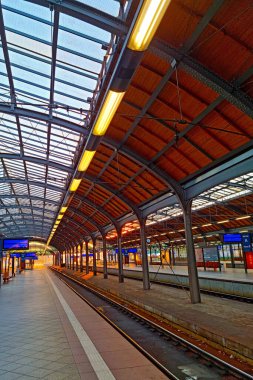 Wroclaw, Poland, August 22, 2021: Empty platforms of the railway station in Wroclaw