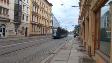 Wroclaw, Poland, October 15, 2021: convenient and eco-friendly transport tram on the streets of Wroclaw