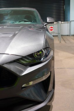 Wroclaw, Poland, August 22, 2021: front view of a Ford Mustang