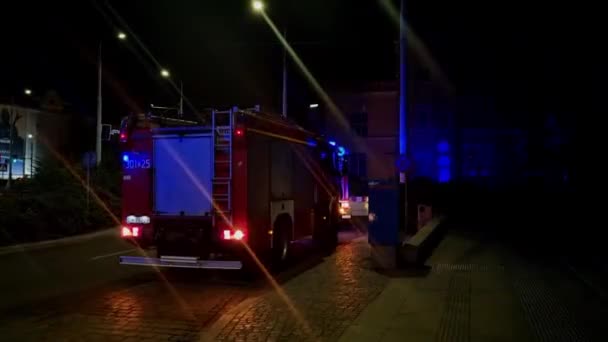 Wroclaw Poland April 2022 Fire Truck Working Flashing Lights Car — Wideo stockowe