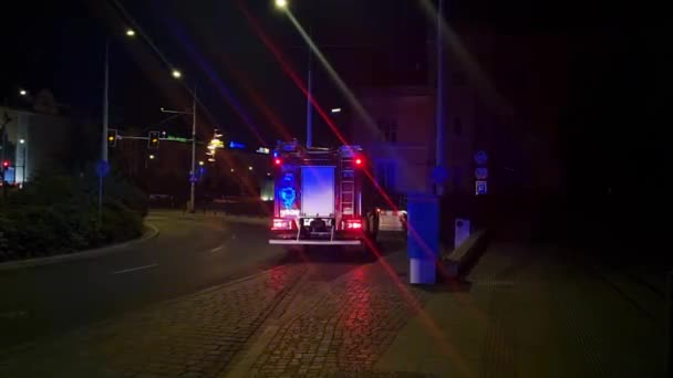 Wroclaw Poland June 2022 Fire Truck Flashing Beacons Came Call — Wideo stockowe