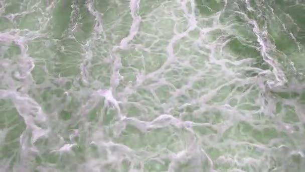 View Height Large Stream Water Mountain River Splashes Water Foam — Video