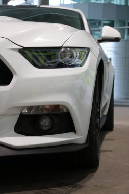 Wroclaw, Poland, August 23, 2021: Front view of a Ford Mustang