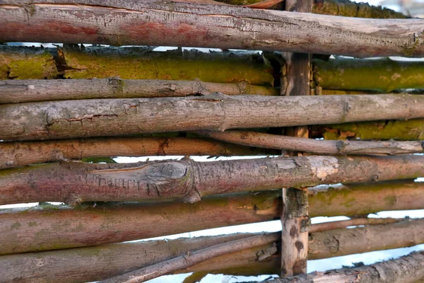Régi Fából Készült Kerítés Vidéken Háttér — Stock Fotó