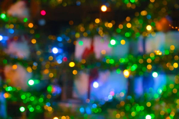 Bright lights garlands, New Year and Christmas background