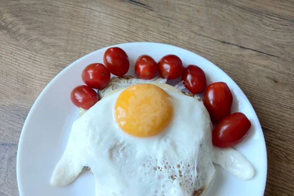 Vue Dessus Délicieux Sain Petit Déjeuner Œufs Légumes — Photo