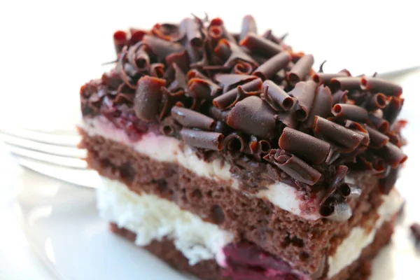 Close Chocolate Piece Cake Delicious Food — Stock Photo, Image