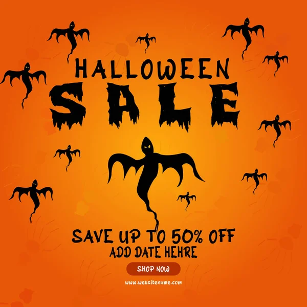 Halloween Discount Vente Médias Sociaux Post Flyer Template Design — Image vectorielle