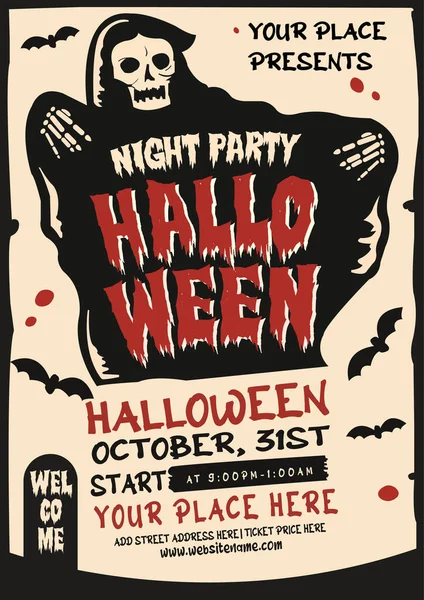 Halloween Kreativní Party Leták Plakát Sociální Média Post Šablona Design — Stockový vektor