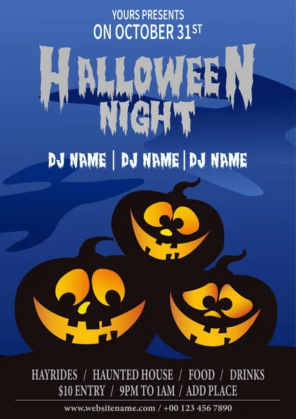 Halloween Night Flyer Poster Social Media Post Template Design — Stockvektor