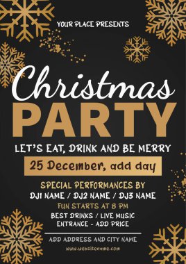 Mutlu noel partisi posteri sosyal medya paylaşımı ya da broşür tasarımı