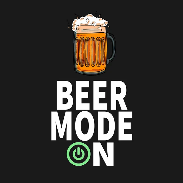 社交媒体上的啤酒模式 网吧横幅T衬衫设计 — 图库矢量图片