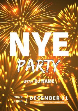 Yeni yıl partisi poster broşürü sosyal medya şablon tasarımı