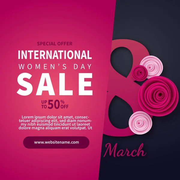 International Women Day Sale Poster Flyer Social Media Post Template — Stock Vector