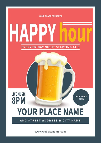 Αφίσα Happy Hour Social Media Post Σχέδιο Φυλλάδιο — Διανυσματικό Αρχείο