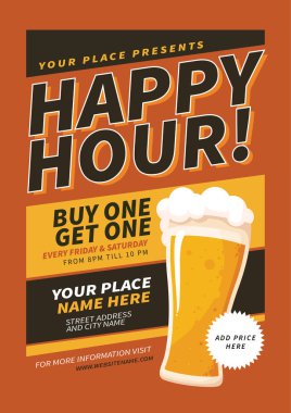bira mutlu saat poster afişi sosyal medya post tasarımı