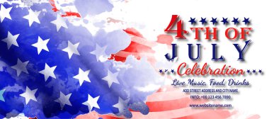 4th of july, independence day celebration party web banner social media flyer design clipart