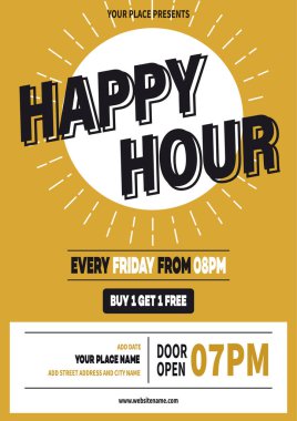happy hour poster afişi sosyal medya şablon tasarımı
