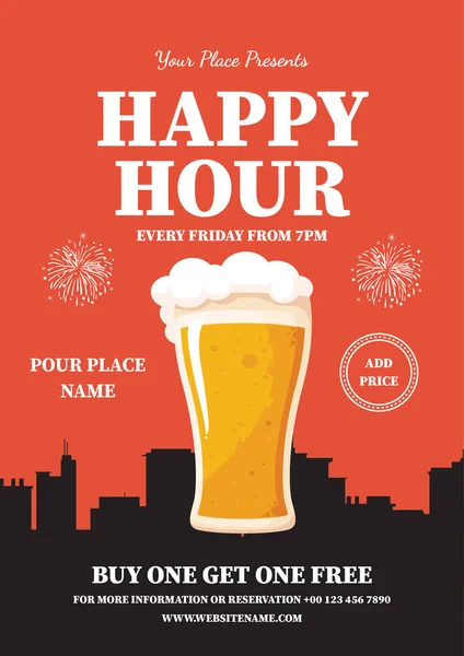 Mutlu saat posteri sosyal medya postası ya da broşür tasarımı