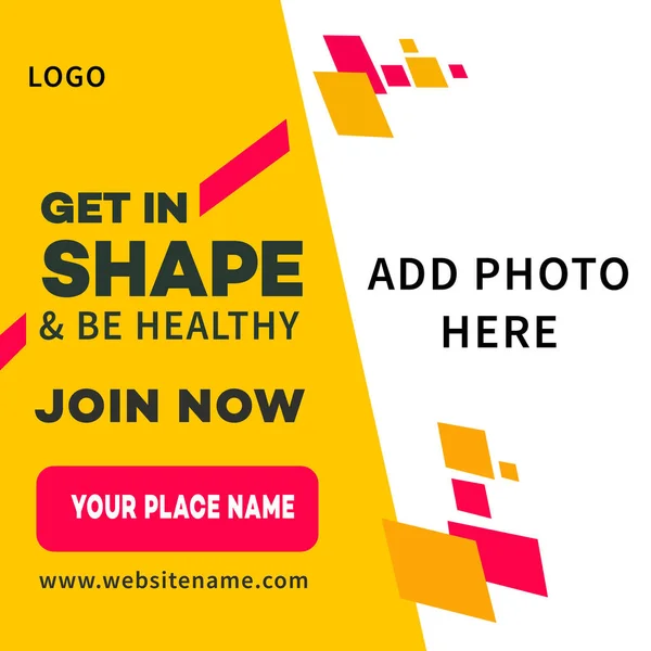 Get Shape Gym Poster Flyer Social Media Post Design — Stock Vector