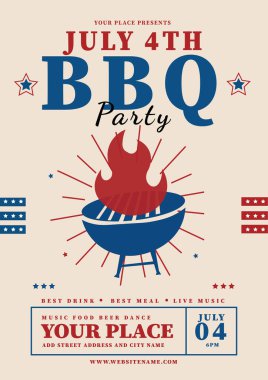 Bağımsızlık barbeküsü partisi poster broşürü sosyal medya post tasarımı